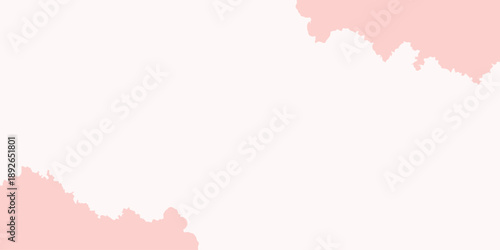 Soft peach pink watercolor texture frame background with white copy space.