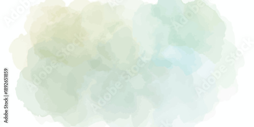 Delicate mint and sage green ombre watercolor abstract background