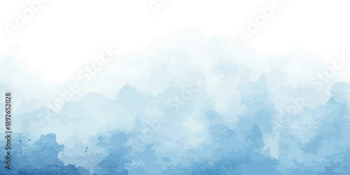 Blue watercolor texture background with white gradient fade for abstract design.