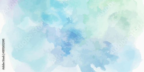 Soft Pastel Blue Green Watercolor Background Texture with Abstract Blends