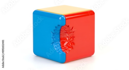 Wallpaper Mural Colorful cube with circular cut showing internal texture on white background Torontodigital.ca