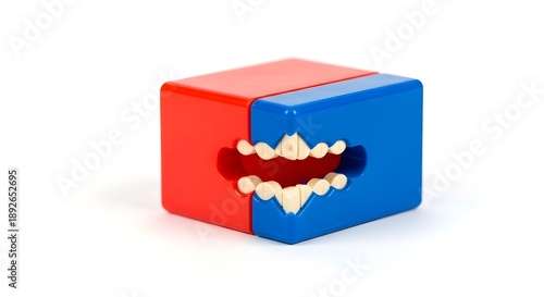 Wallpaper Mural Geometric puzzle toy with red and blue colors on white background Torontodigital.ca