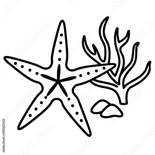 Cute Summer Life Doodle Activities hand drawn black and white outline