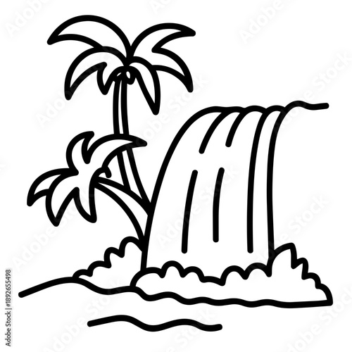 Cute Summer Life Doodle Activities hand drawn black and white outline