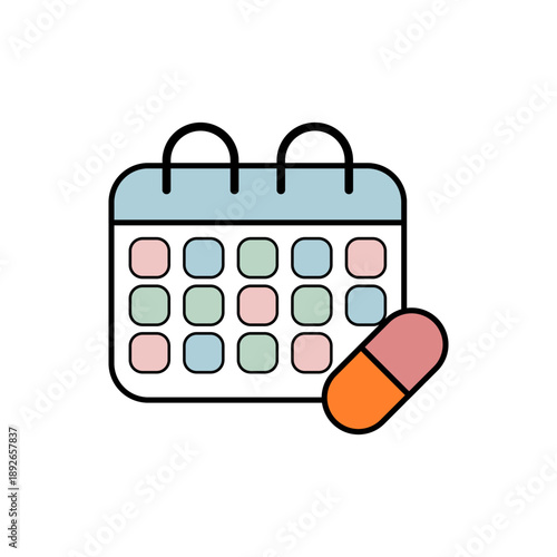 Medicine Reminder Calendar Symbol Representing Drug Schedule and Healthcare Management