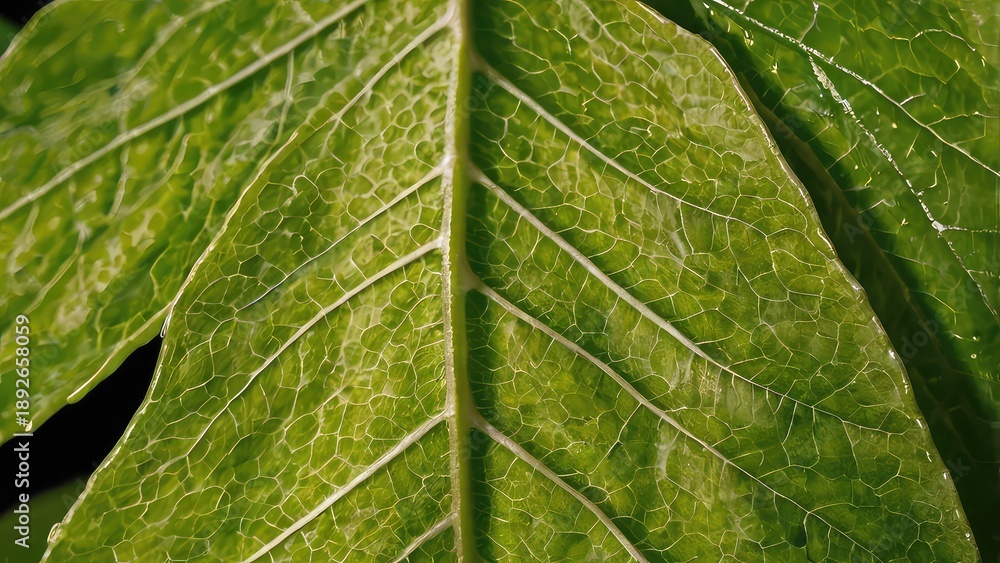 Fototapeta premium green leaf texture, Macro view of leaves with visible veins and texture, natural background, eco concept