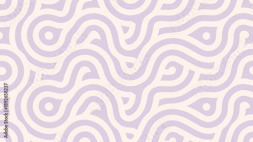 Seamless vector pattern with wavy lavender lines on cream background for design