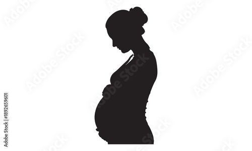 Silhouette of a pregnant woman holding her belly with hope and anticipation