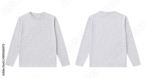 Tablou pe pânză Blank Light Grey Long Sleeve T-Shirt Front and Back View Mockup on Transparent B