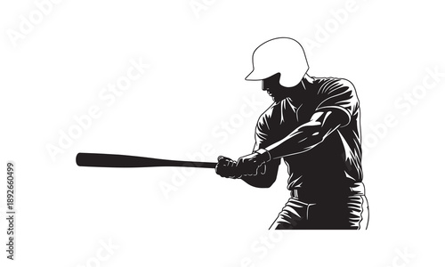 Silhouette of a baseball player swinging a bat, ready to hit the ball.