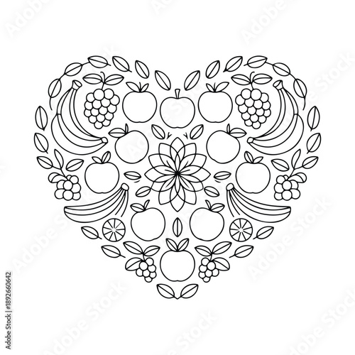 Decorative Floral Mandala Line Art Coloring Page, Black Vector