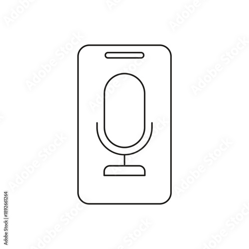 Mobile voice recording microphone line icon