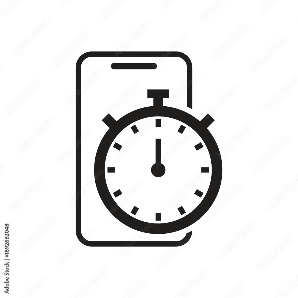 Obraz premium Solid smartphone stopwatch timer speed icon