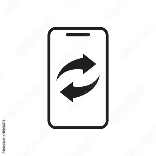 Solid smartphone sync refresh data icon