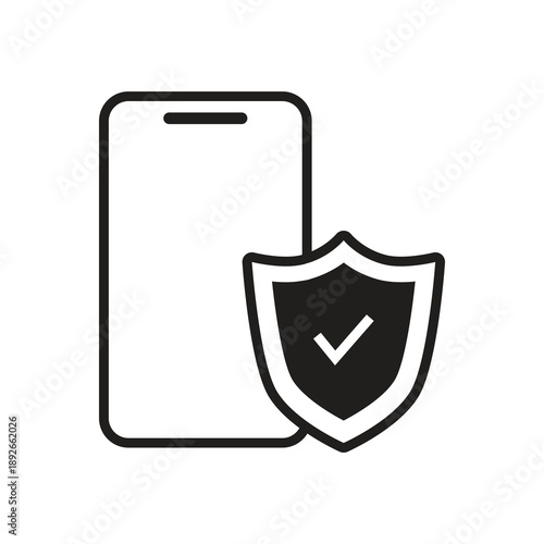 Solid smartphone security check success icon