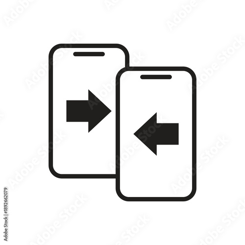 Solid dual mobile phones transfer icon