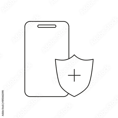 Smartphone security shield plus protection icon