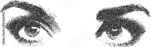 Eye retro y2k stipple design vision halftone brutalist urban vector png with clear background, iris 2000s photocopy grunge tattoo gen z effect