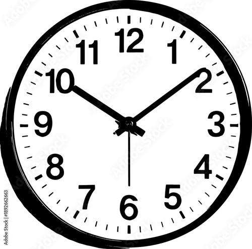 Analog wall clock with black hands and numbers on white face