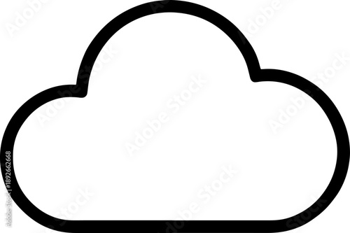 Simple white cloud icon with black outline on transparent background
