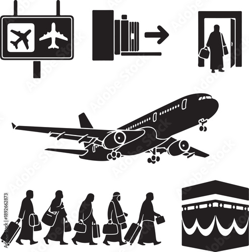 Vector illustration of a commercial Boeing airliner jet flying in the sky for aviation travel and transport business