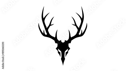 Black silhouette of deer antlers on white background.