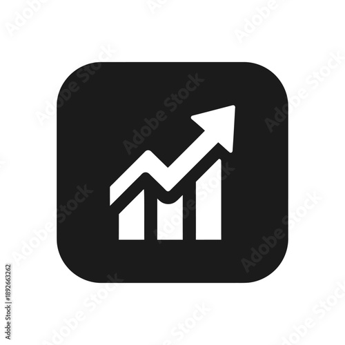 Bar chart with rising arrow showing positive financial development ui