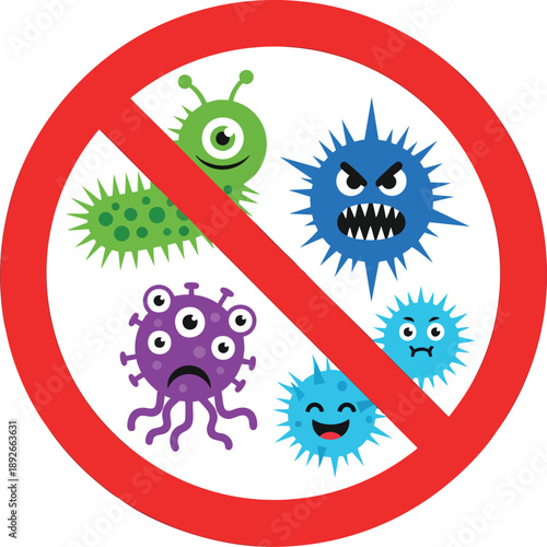 Keep Clean Concept, No Germs or Bacteria Allowed Sign