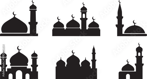 vector silhouettes of mosque