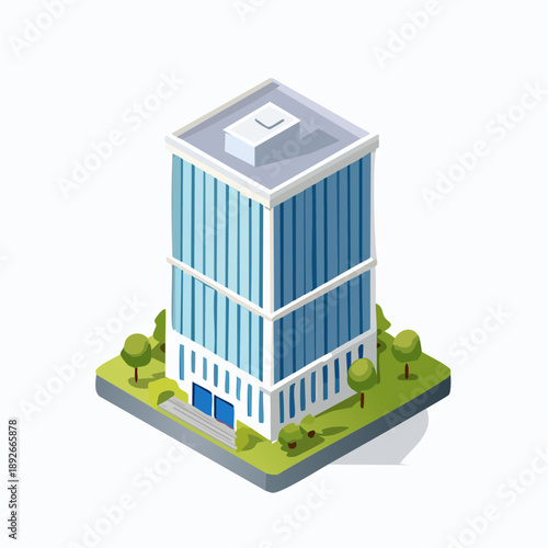 Isometric Office Building Illustration