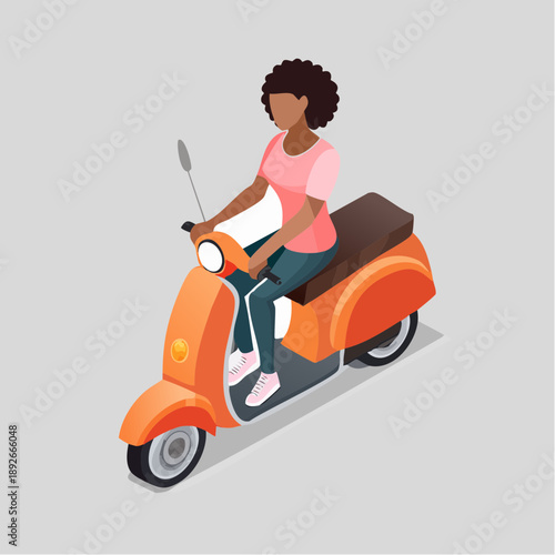 Woman Riding a Scooter