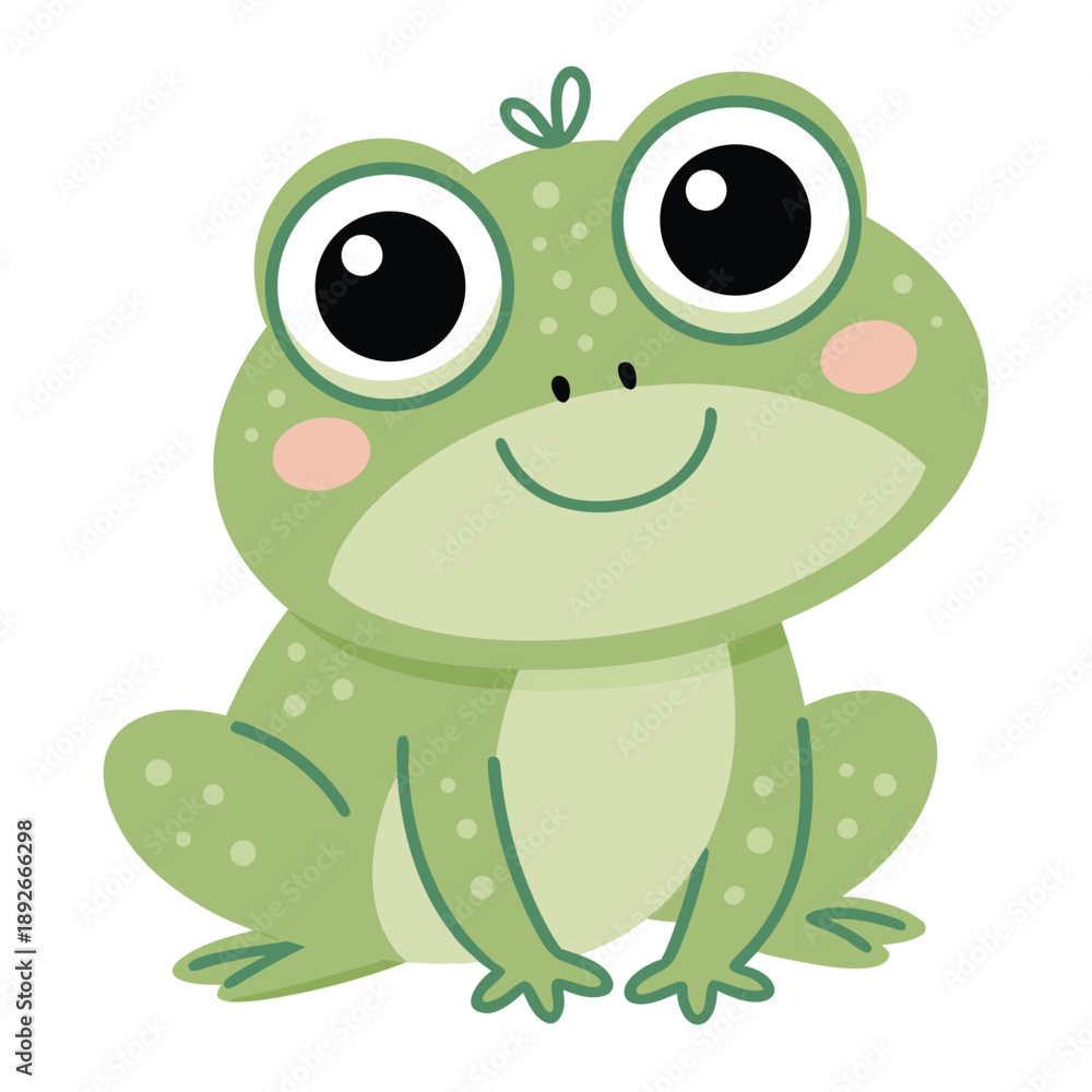 Obraz premium Cute Frog Cartoon Animal Icon,Smiling Frog Flat Vector Icon