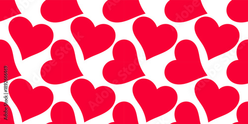 Big red hearts seamless pattern. Valentine's Day vector illustration.