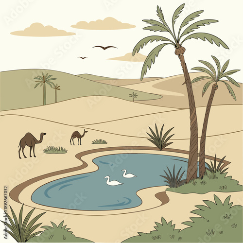 Desert Oasis from Meteor Crater - Surreal Landscape