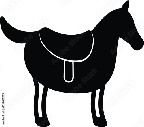 Horse saddle silhouette vector art illustration and minimal black and white design