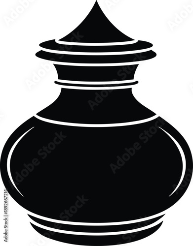 Ink pot antique silhouette vector art illustration and minimal black and white design