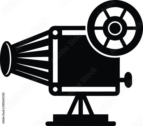 Magic lantern projector silhouette vector art illustration and minimal black and white design
