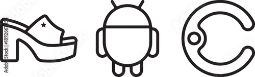 High heel platform mule shoe with decorative star detail and thick sole black outline icon