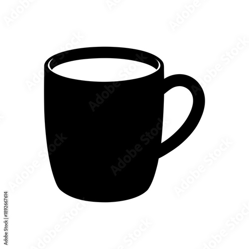 Mug with single smooth curved handle drink cup design On white Background Line Art Vector illustration