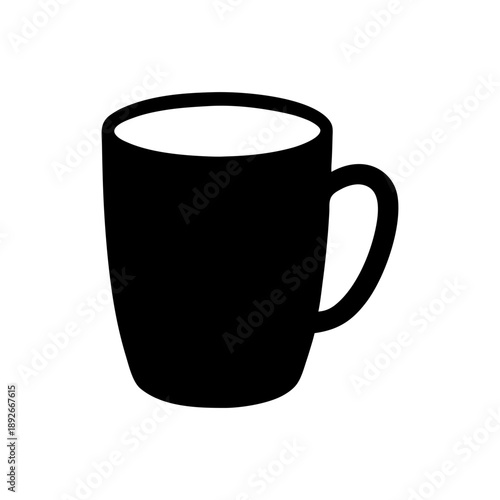 Coffee mug simple shape for beverage and kitchen use On white Background Line Art Vector illustration
