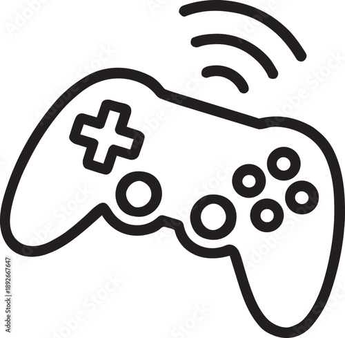 Video game controller gamepad joystick line icon vector illustration