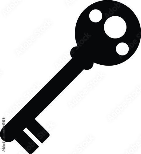 Old key silhouette vector art illustration and minimal black and white design