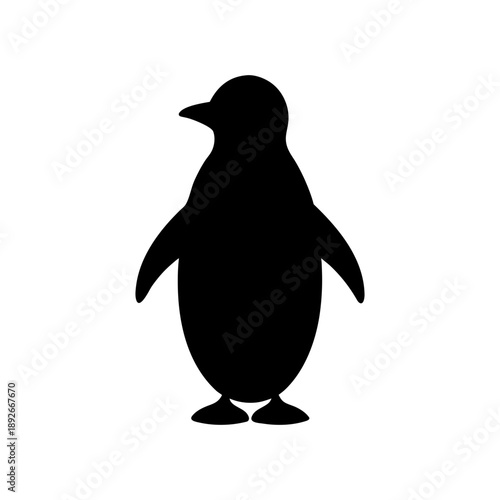 Minimal penguin shape representing cold wildlife animal On white Background Line Art Vector illustration