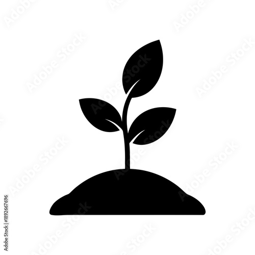 Young plant sprout from ground eco and sustainability On white Background Line Art Vector illustration