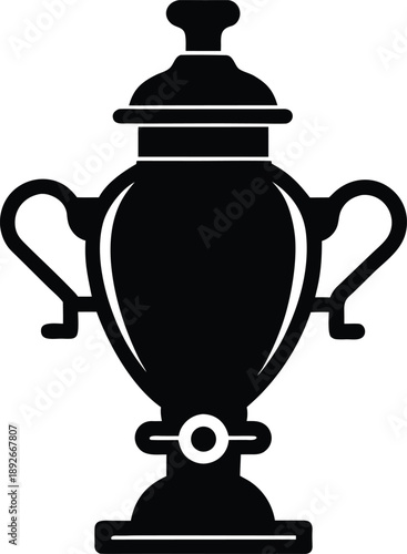Samovar antique tea urn silhouette vector art illustration and minimal black and white design