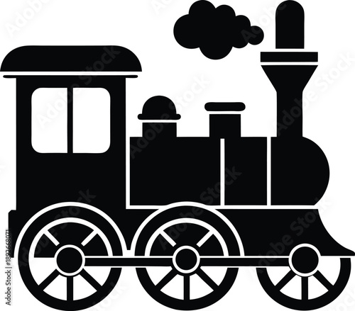Steam engine locomotive silhouette vector art illustration and minimal black and white design