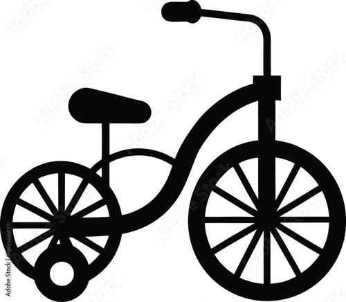 Tricycle vintage silhouette vector art illustration and minimal black and white design