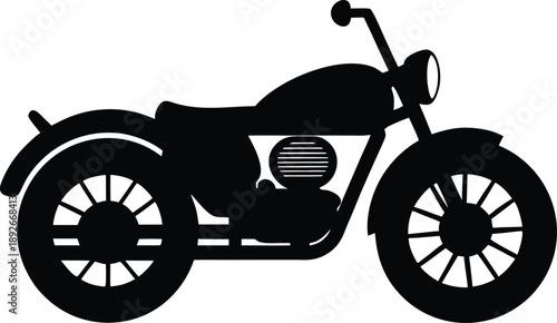 Vintage motorcycle silhouette vector art illustration and minimal black and white design