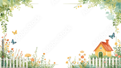 Spring landscape with house Frame