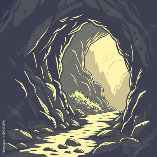 Hidden Underground Cave World Illuminated by Ethereal Sun